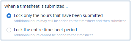 Submission locking settings for approved timesheets