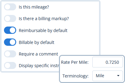 Custom expense types for mileage and reimbursable costs