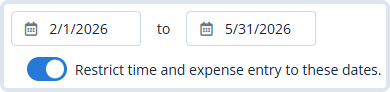 Project date settings for tracking approved work windows