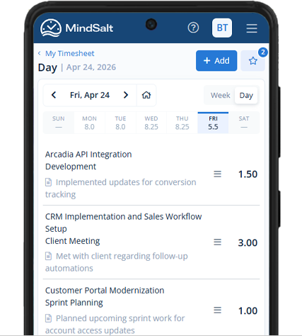 Mobile time and expense tracking on a phone